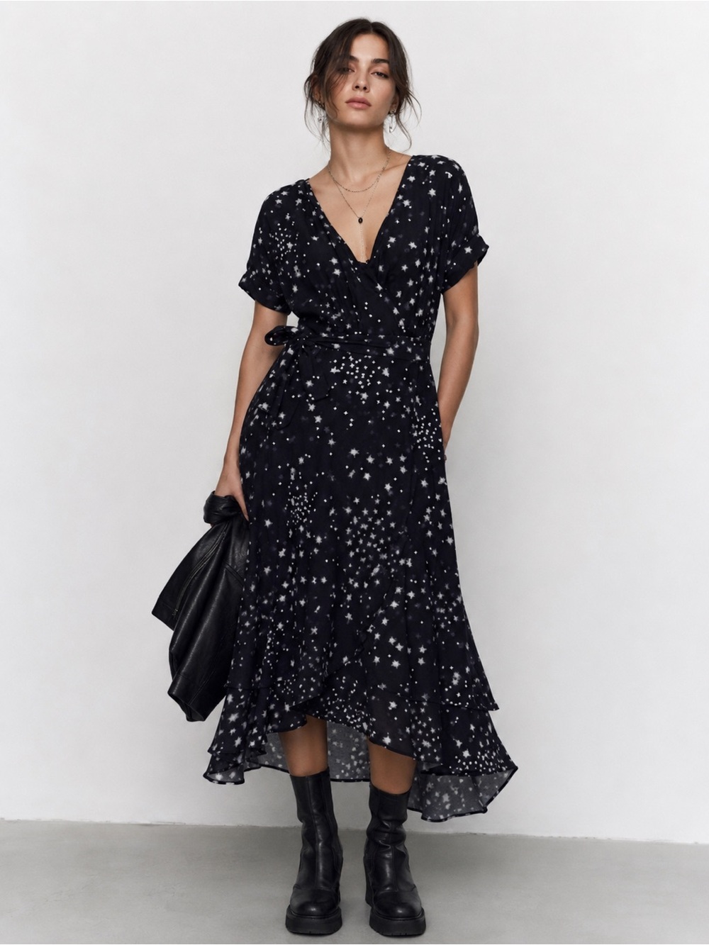 XiRENA Written In The Stars Midi Wrap Dress